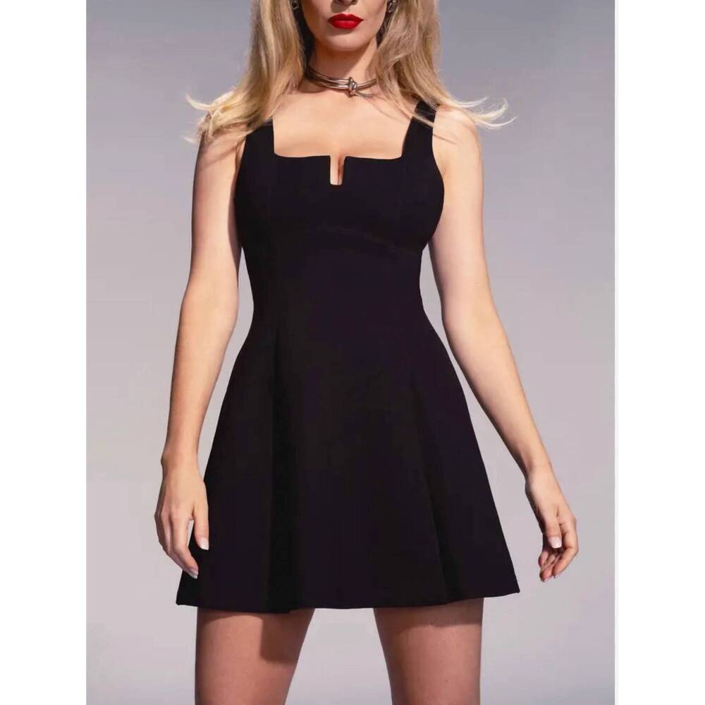 NEW TA3 notchy flare dress in black